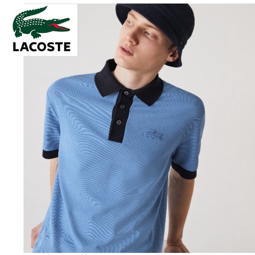 MEN'S LACOSTE LOOSE FIT TEXTURED COTTON PIQUE POLO SHIRT